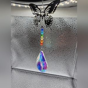 Butterfly teardrop sun catcher diamond cut  New
